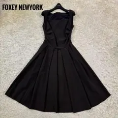未使用☆フォクシー 23年 定価11.8万 メルローズ フレアワンピース 黒 
