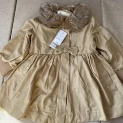 ベージュ トレンチコート ファー付き 100 ラポシェビスキュイ