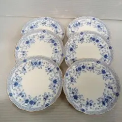 ナルミ青い花柄の皿 6枚セット19.5cm