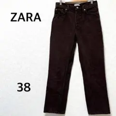 ザラ　デニム　ジーンズ　ストレートパンツ　レディース　ストレッチ　ブラウン　M