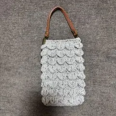 編み物　スマホバッグ　ハンドメイド
