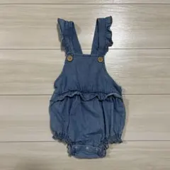コトリ　デニム風フリルロンパース 80cm
