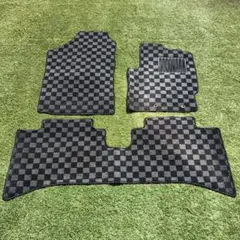 ボルボ V90用 フロアマット チェック柄 ブラック グレー 5点セット 