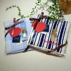 【バレンタイン限定ラッピング】ポロベア タオルハンカチ　2枚セット