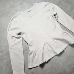 h914H アーバンリサーチ ペプラムニットトップス ウール混　F ホワイト