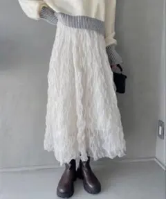 TREOVER チュールワッシャーフリルボリュームスカート アイボリー