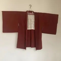 朱茶色　花柄　小紋　羽織