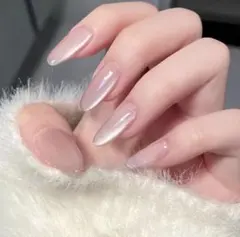 【24枚】ネイルチップ マグネット風 ワンホン 韓国 オフィス ちゅるん スナ系