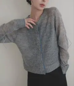 LIAN シアーバイカラーカーディガン