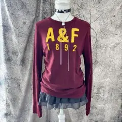 y2k 00s アバクロ　カットソー　ワッペン　刺繍　ボルドー　海外ガール