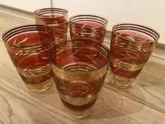 希少】ムラーノガラス ドルフィンステム ワイングラス 2客セット 金彩