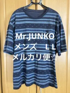 メンズ　Mr.JUNKO Tシャツ　紺地　模様　L Lのサムネイル