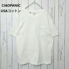 チャオパニック USAコットン ポケットTシャツ 白 メンズS