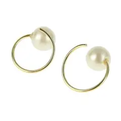 すぐ発送　パール　ゴールド　フープピアス　スパイラル　結婚式　お呼ばれ　入学式