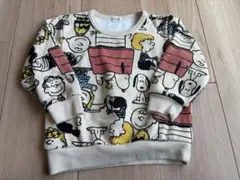 PEANUTS 長袖トレーナー　90 総柄スヌーピー　裏起毛　トップス