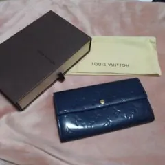 Louis Vuitton モノグラムヴェルニ　ネイビー 長財布