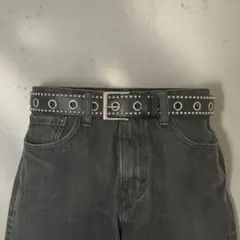 ウエスタンベルト スタッズ レザー ベルト y2k 古着 ブラック wb63-2