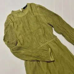 W Closet ★ロング ワンピース シワ加工 絞り加工 黄色 緑