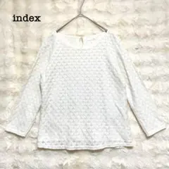 index インデックス　ブラウス　白　【S】　総レース　幾何学模様　きれいめのサムネイル