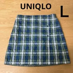ユニクロ Ｌサイズ チェック ウォームイージースカート　防寒　ラップスカート