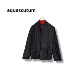 【アクアスキュータム】ノーカラー　ジャケット　薄手　大人　可愛い　シルク混　黒