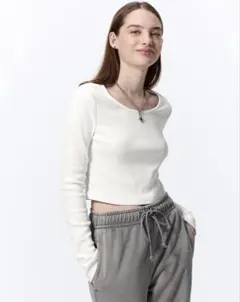 GU リブクロップドT 長袖