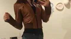 Tommy Girl ♡ ショート丈フェイクレザージャケット ブラウンのサムネイル