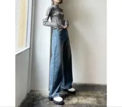 ユーズドライクワイドジャストウエストジーンズ　エモダ　ブルーのサムネイル