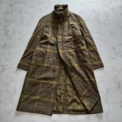 希少 80s バーバリー グレンチェックウールツイードバルマカーンコート 52