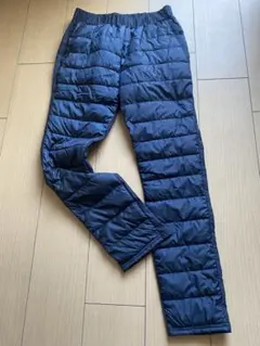 レディース総ゴムストレッチ中綿入ネイビー L Lサイズあったかストレートパンツ