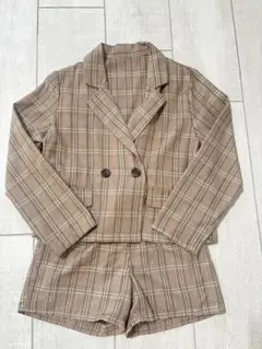 FUN ブラウンチェック柄 テーラードジャケット上下