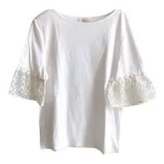 アルファキュービック 五分袖レース Tシャツ ホワイト Lのサムネイル