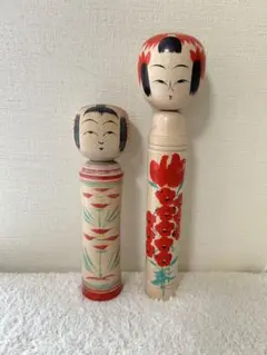 芸術品伝統こけし 日本製 秋山一雄作 武田信吉作 2本セット山形こけしのサムネイル