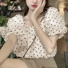 美品✨グレイル ドット柄シアーバルーンスリーブブラウス【M】ac2247 夏服