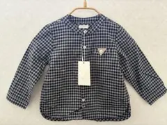 チェック柄長袖シャツ（ネイビー/ホワイト）　ETTOI