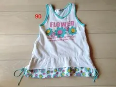 90　ノースリーブ　ワンピース　お花　女の子　女児のサムネイル