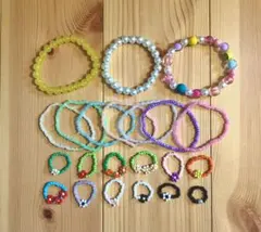 ビーズアクセサリー　ブレスレット　リング　カラフル