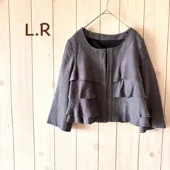 ＊L.R＊ ティアードジャケット ショート丈 グレー系 11(L相当)