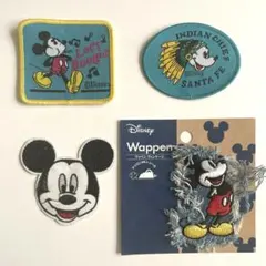ミッキー　ワッペン　4枚セット　古着屋など