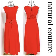 natural couture べっ甲Dかん太ベルトワンピース【adh015】