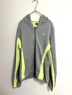 ナイキNIKE DRI-FITパーカージップアップ Lグレー蛍光イエロースポーツ