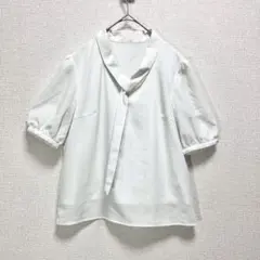 a.v.v◆インナー付き ボウタイブラウス/パフスリーブ 金ボタン オフィス