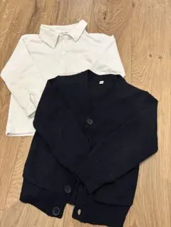 白ポロ長袖＆カーディガン