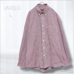 90's OLD UNIQLO ユニクロ 長袖ギンガムチェックシャツ Lサイズ