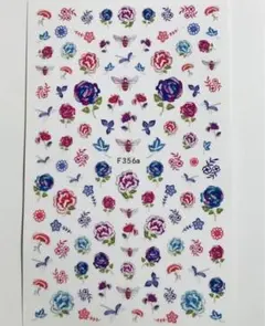 ネイルシール　薔薇　蜂　花