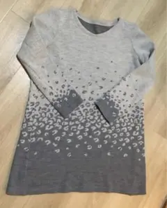 【エヴェックス　バイ　クリツィア】　グレー レオパード柄 ニットチュニック 長袖