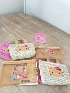 新品ハローキティ 日焼けキティ フラットポーチ S マイクロバッグチャーム 4点