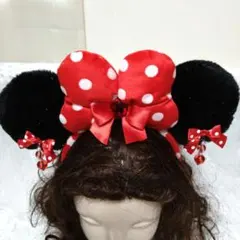 ディズニー ミニー イヤリング リボン カチューシャ 水玉 ドット 赤 レッド