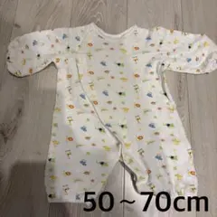【12/12お値下げしました‼︎】動物と花のプリントロンパース 50~70cm