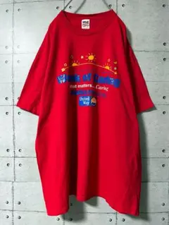 美品　アンビル 企業 プリント Tシャツ XL レッド 海外古着のサムネイル